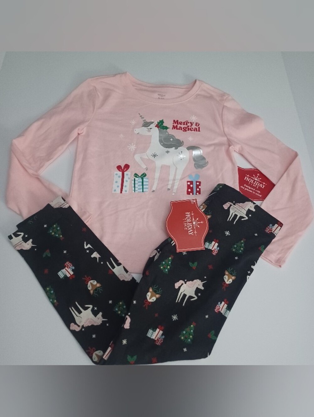 Holiday Time 2pc Unicorn Christmas Outfit Sz 4 5